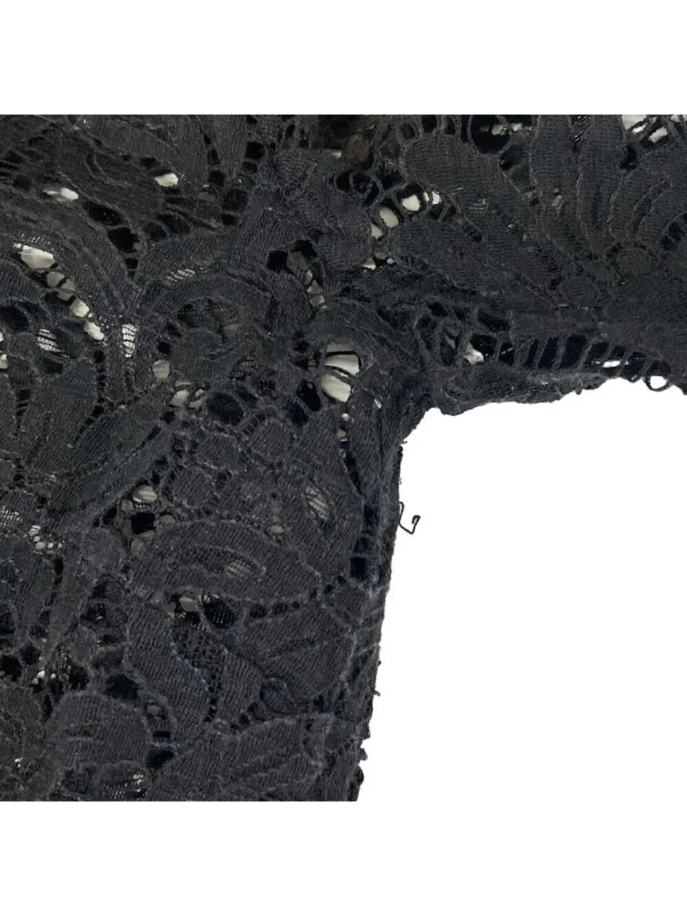 Chanel Long Sleeve Blouse M Black Lace Cotton 38